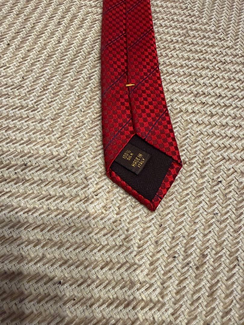LOUIS VUITTON 赤 チェック柄 ネクタイ