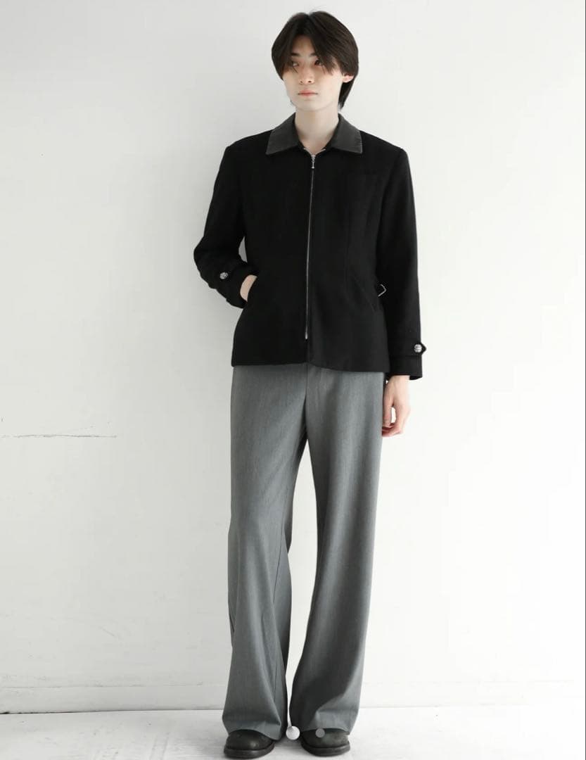 ジャケット・アウター 90's LEATHER COLLAR WOOL DRIZZLER JACKET