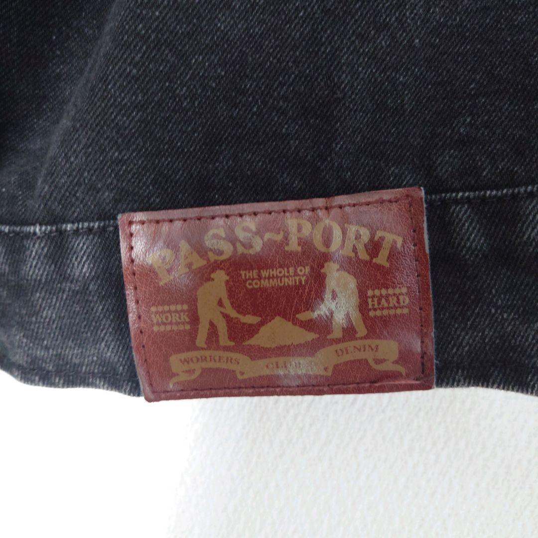 パスポート/PASSPORT ブラックデニムジャケット チェック裏地付き　L