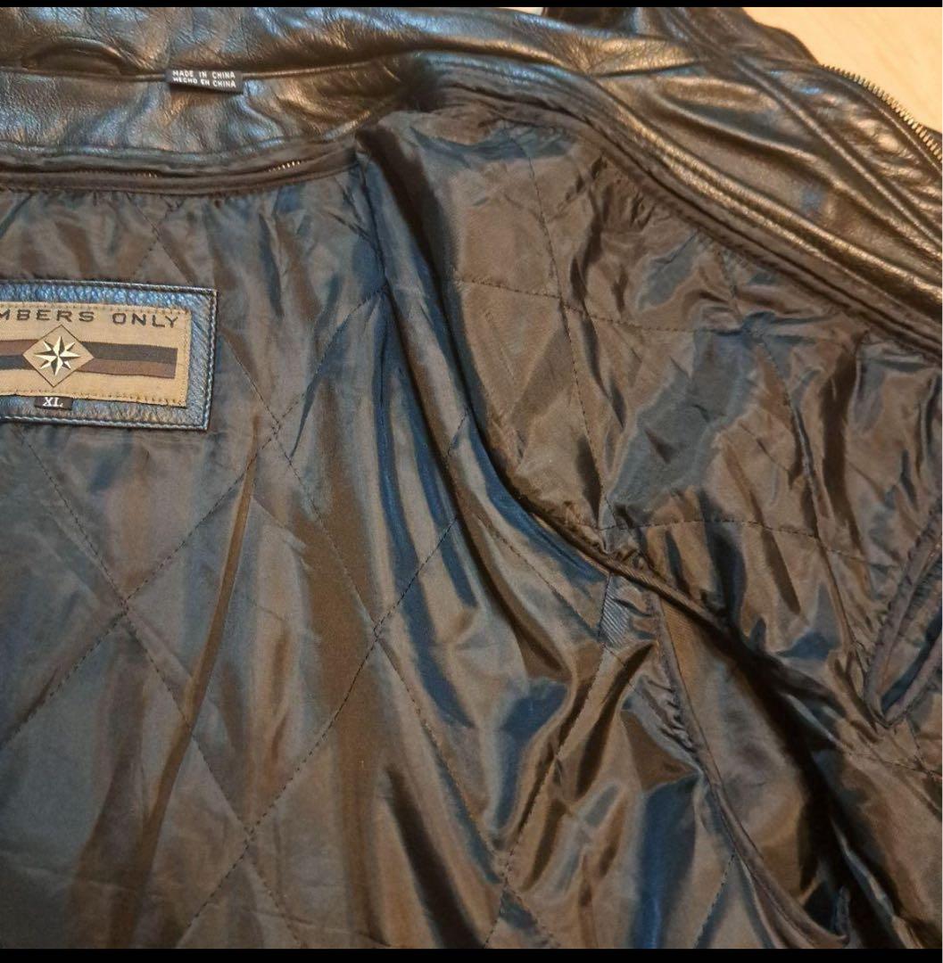 美品　members only レザー　ジャケット　XL　キルティングライナー付