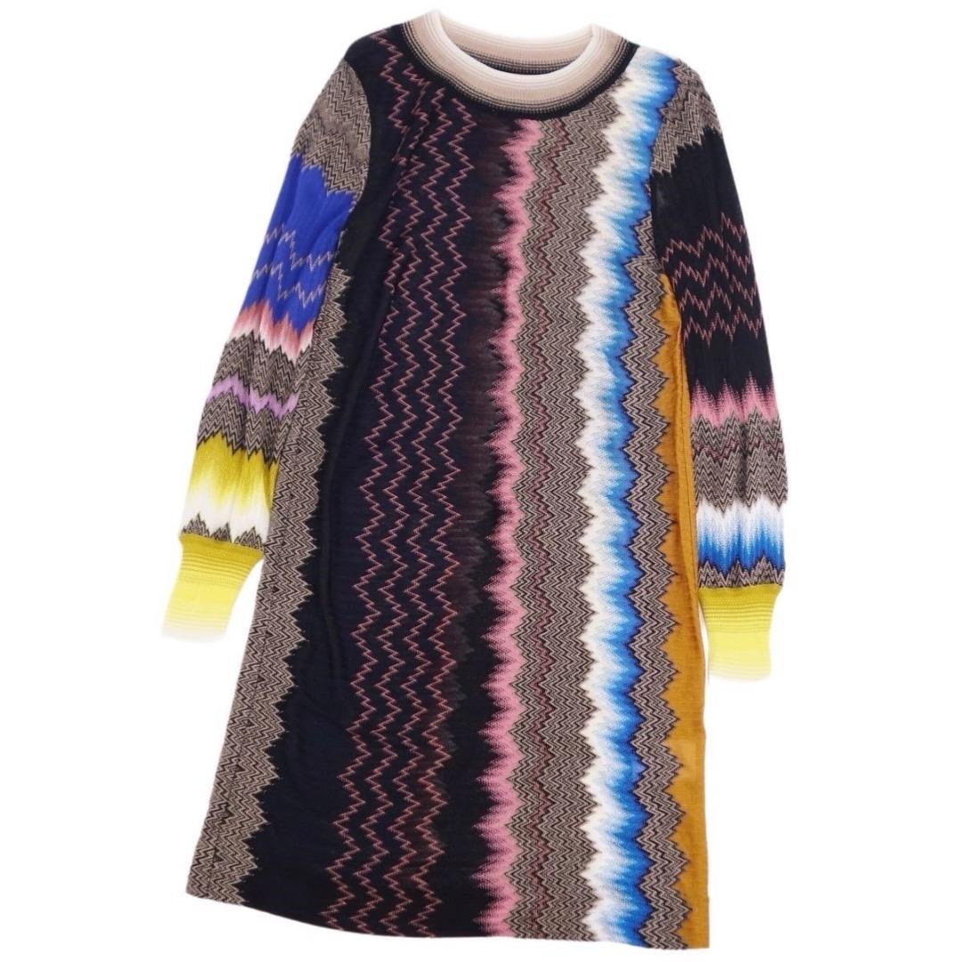 ミッソーニ MISSONI ニット ワンピース ロングスリーブ 長袖 総柄