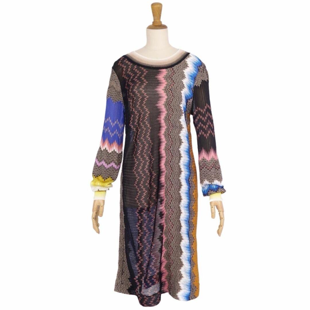 ミッソーニ MISSONI ニット ワンピース ロングスリーブ 長袖 総柄
