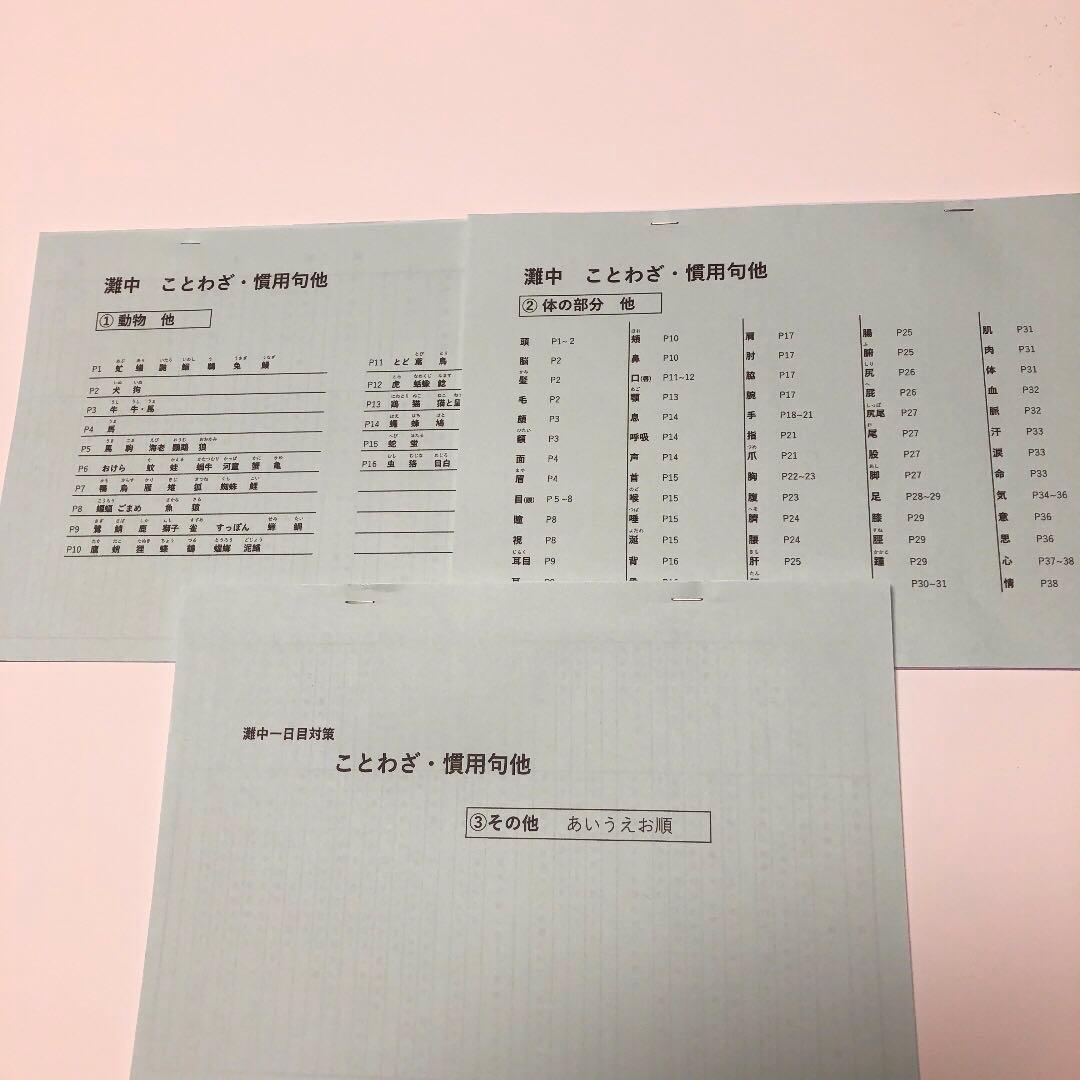 popo　灘中　中学受験　国語 1日目対策資料　4セット