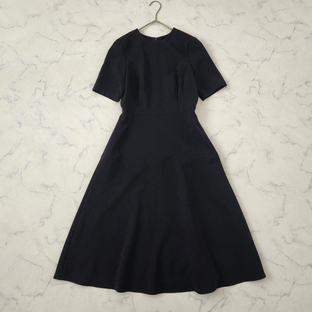 KiKi　美品✨セルフォード　襟付きワンピース　ネイビー　34
