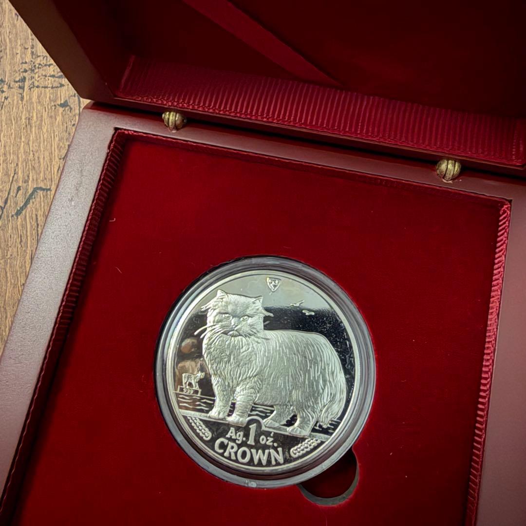 レア☆1989 マン島 キャット 純銀 銀貨 ペルシャ猫 1oz