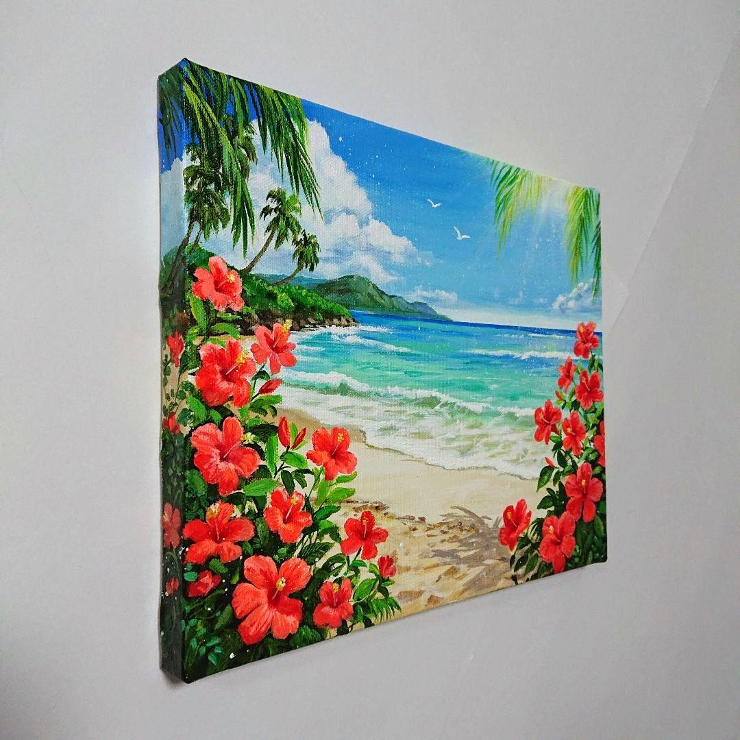 【常夏の花】アクリル画 F3 風景画 絵画