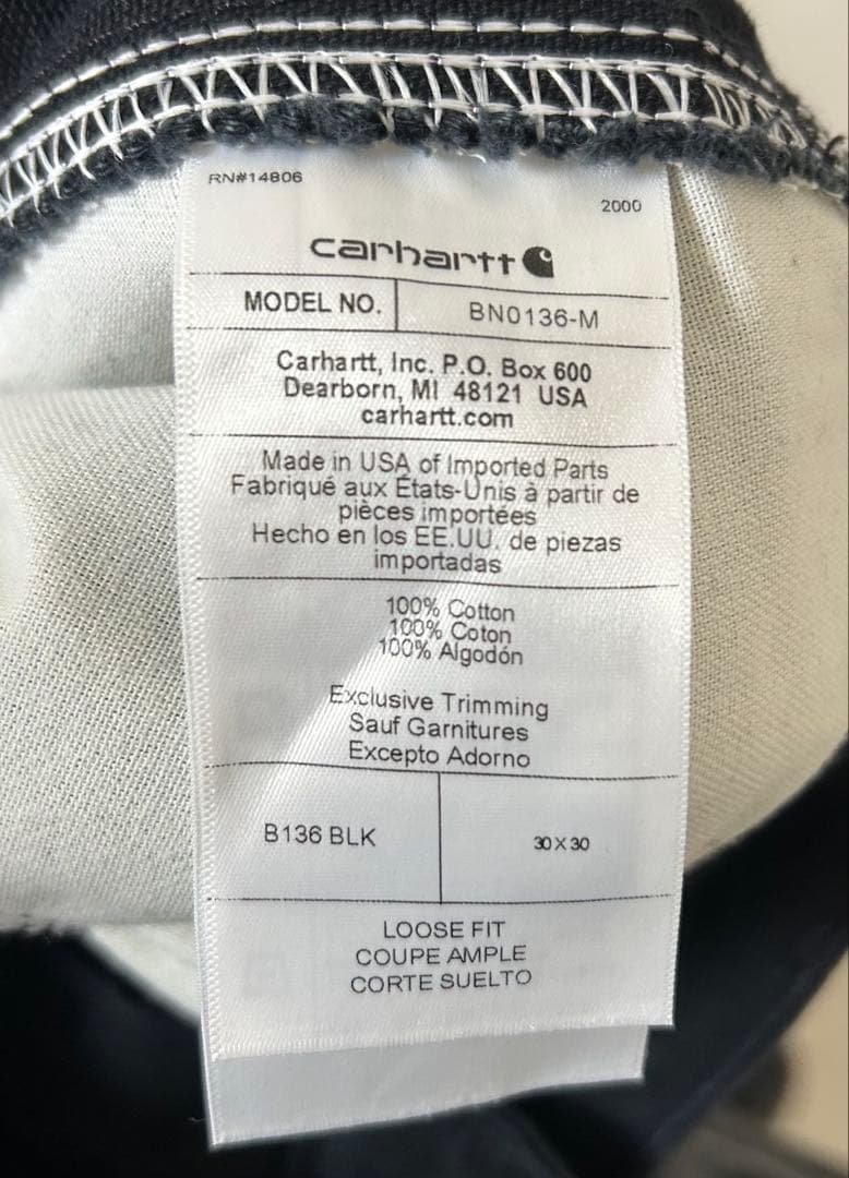 Carhartt カーハート ダブルニー ブラック USA製 W30L30