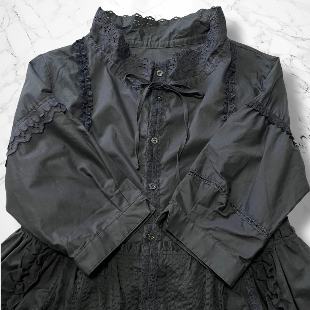TORI-TO × BEAMS BOY レース & ギャザー ワンピース M 黒