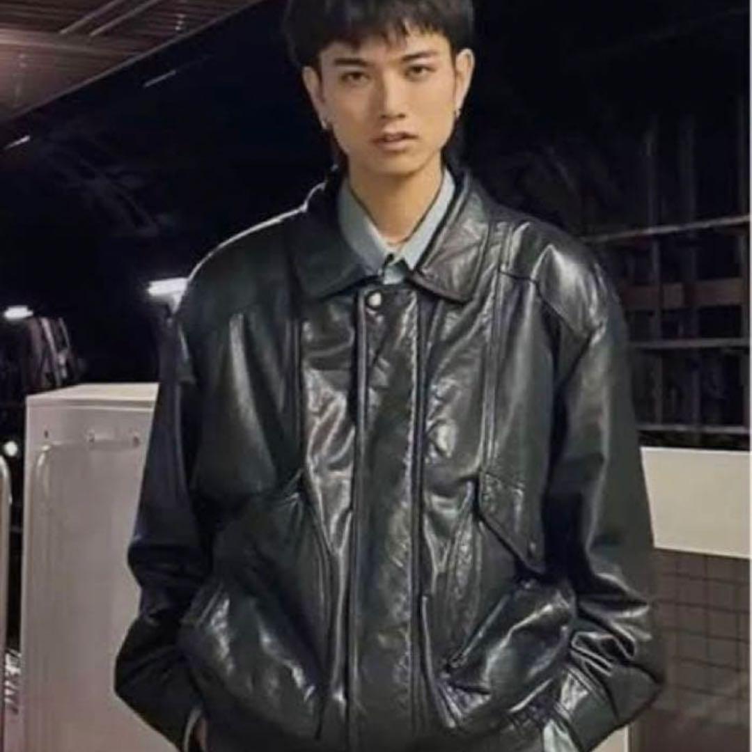【極美品！】短丈90s vintage レザージャケット 牛革 L 深水光太