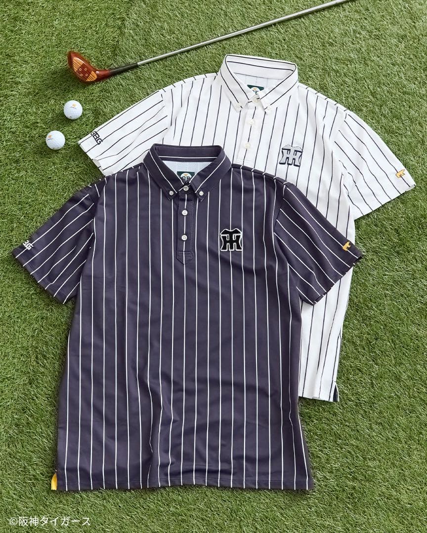 GB GOLF 阪神タイガース　コラボ　ストライプポロシャツ　黒