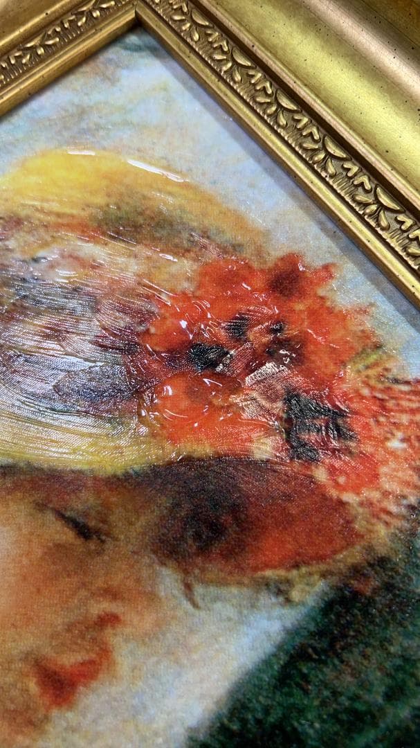 「子犬を抱く少女」ルノワール　額縁つき立体複製名画