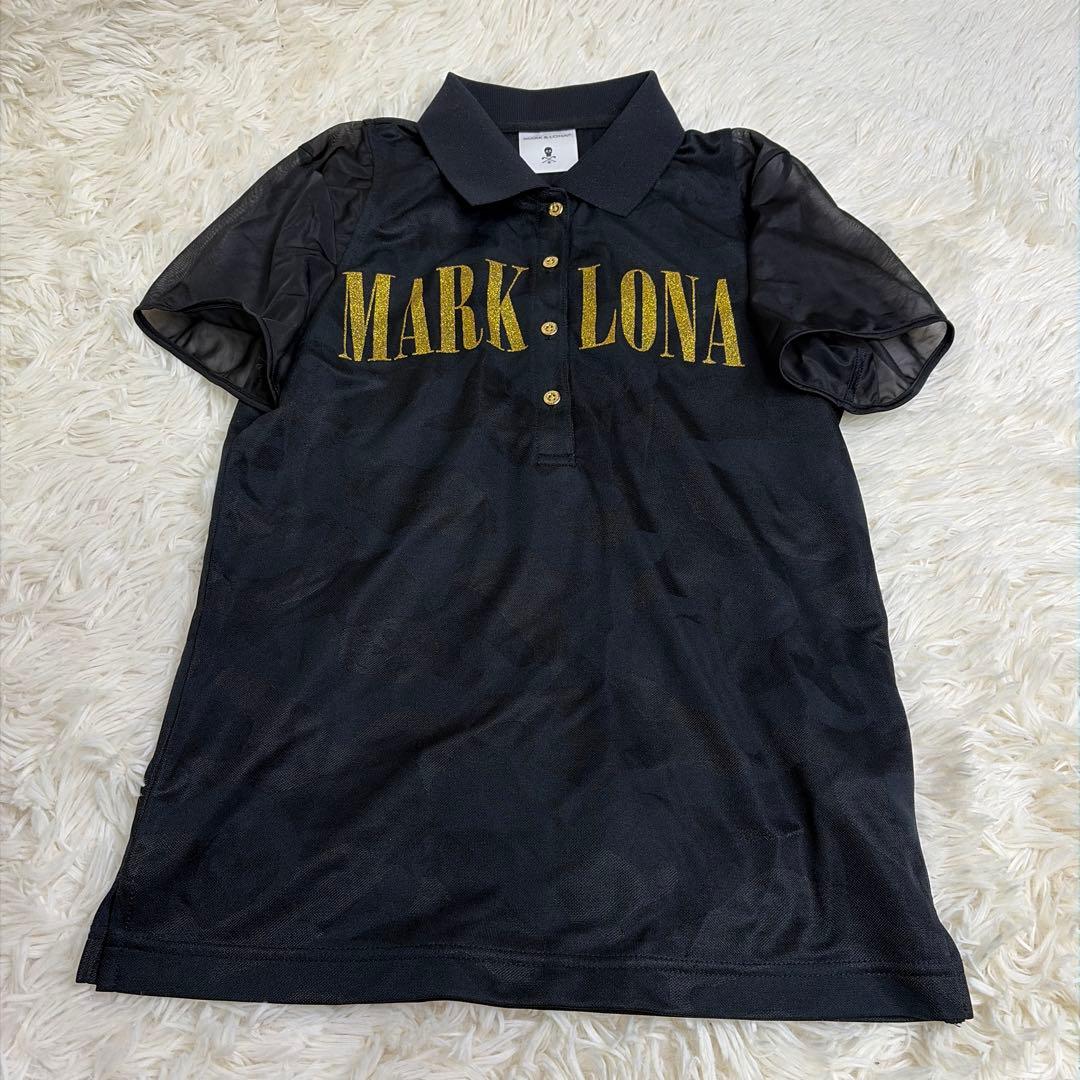 美品✨MARK&LONA　シアー袖カモフラ半袖ポロシャツ　襟　ラメ　ゴルフウェア