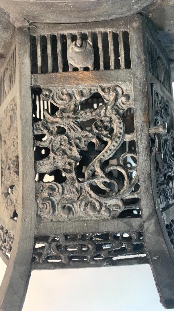 大型重厚で美しい吊灯篭 六角御殿　庭置物◆ 大型青銅寺宮吊灯籠 ◆