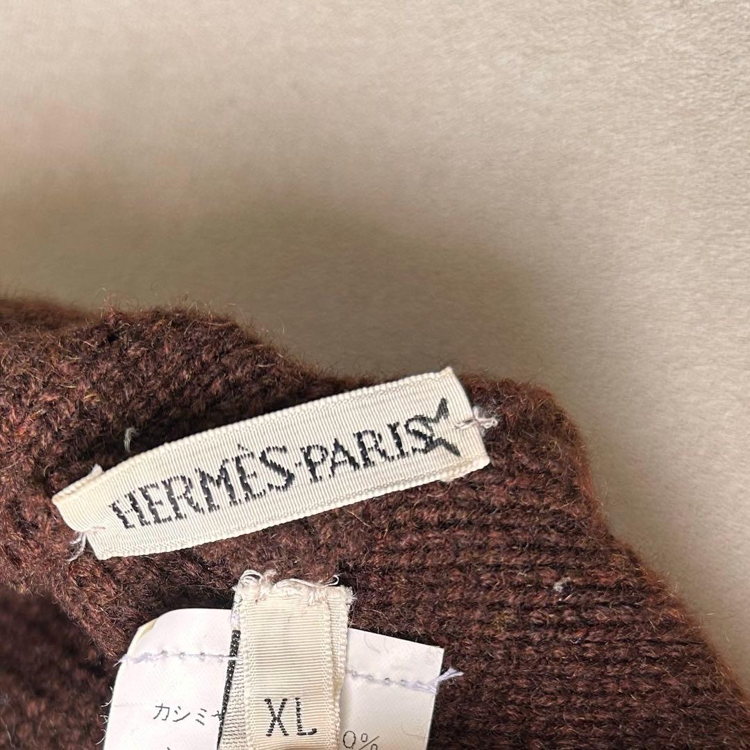 HERMES Hロゴニット帽子 ブラウン