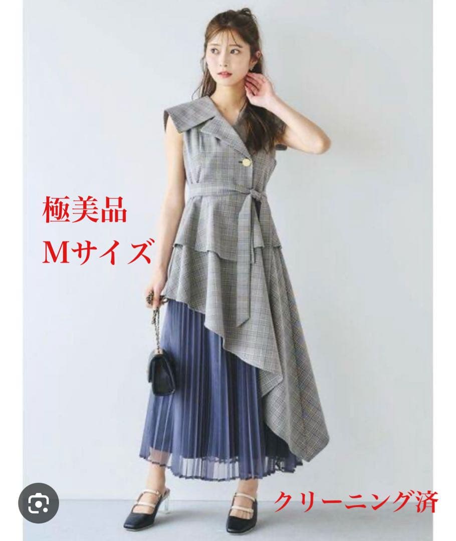 dazzlin アシメプリーツトレンチワンピース チェック Mサイズ