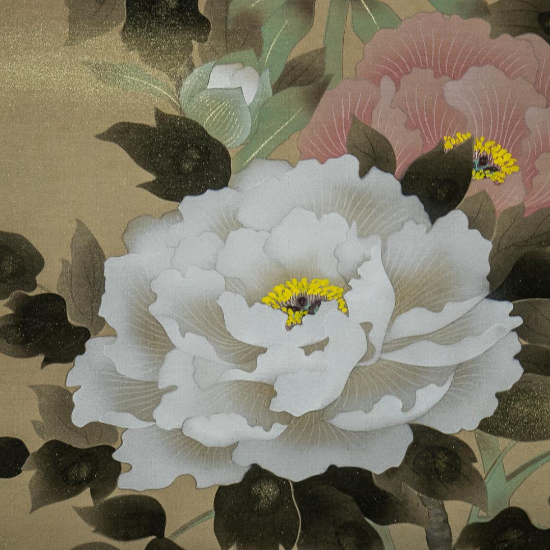 掛軸-1638　斎藤栄昌　牡丹　共箱