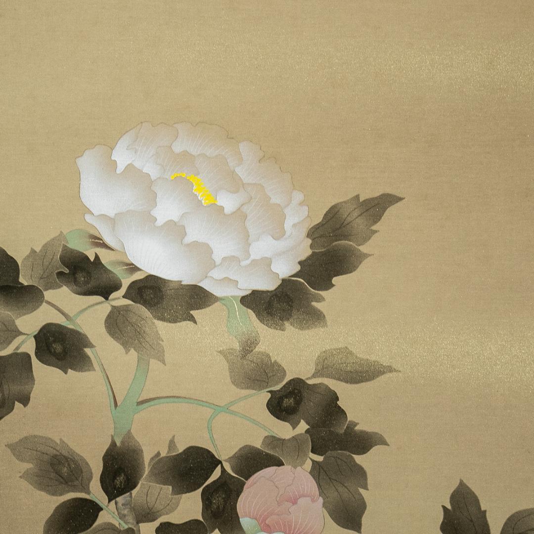 掛軸-1638　斎藤栄昌　牡丹　共箱