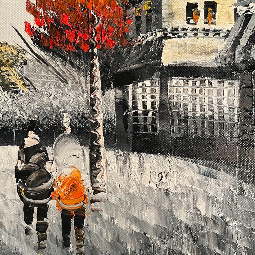 ★秀作★ 手書き油絵 パリの風景 エッフェル塔 絵画 インテリア 油彩