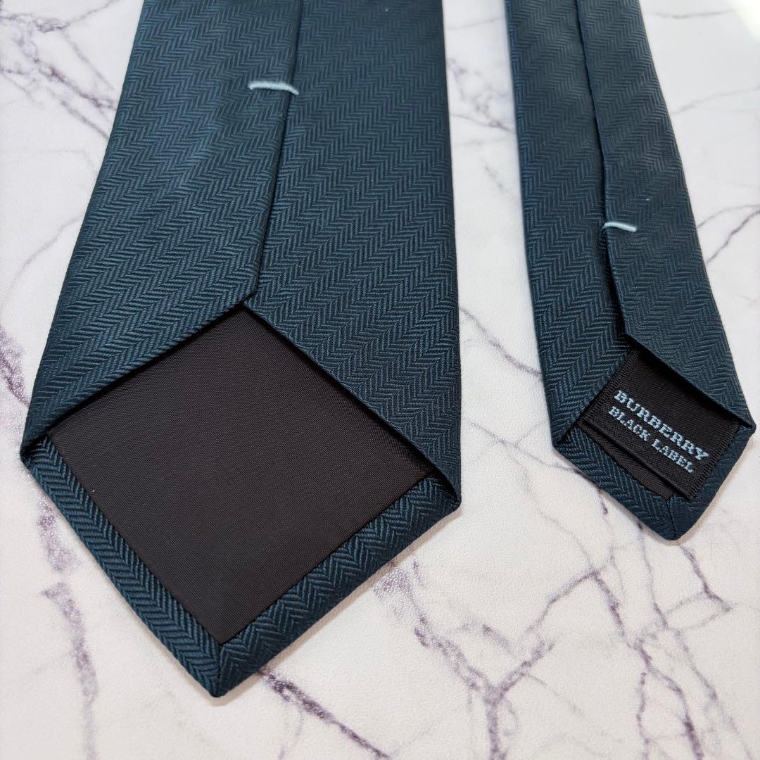 BURBERRY BLACK LABEL ダークグリーン ヘリンボーン ネクタイ