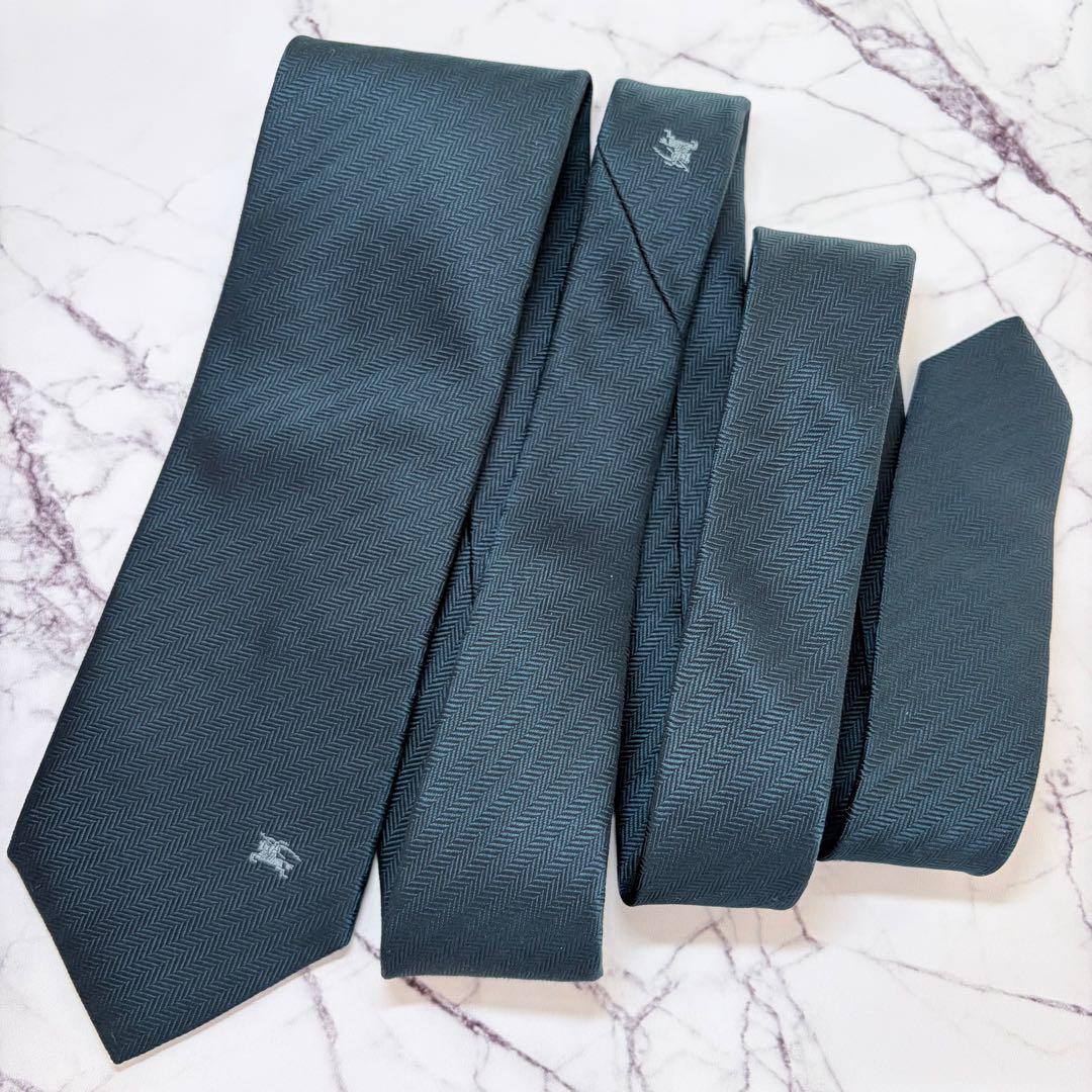BURBERRY BLACK LABEL ダークグリーン ヘリンボーン ネクタイ