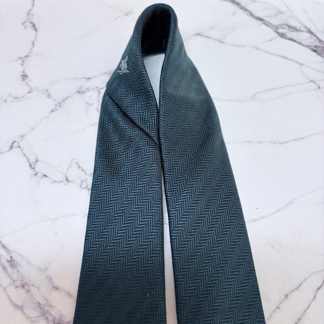 BURBERRY BLACK LABEL ダークグリーン ヘリンボーン ネクタイ