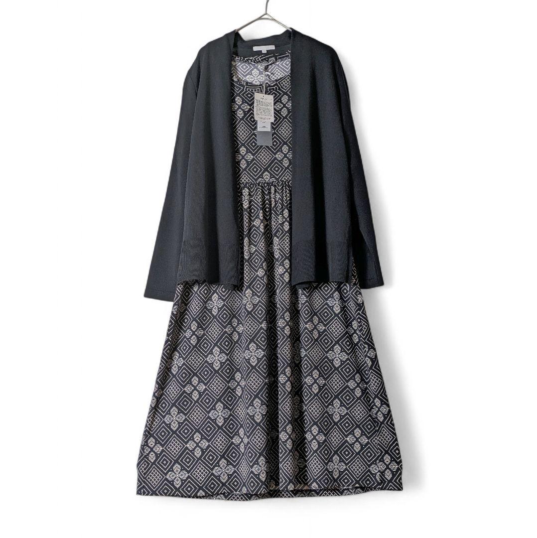 新品 ローラアシュレイ／13号 洗える◎伸びる◎幾何学模様ワンピース