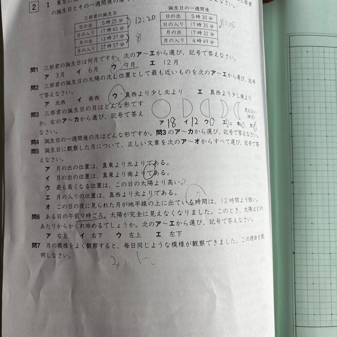SAPIX 6年 中学受験 理科 SS特訓 開成 テスト