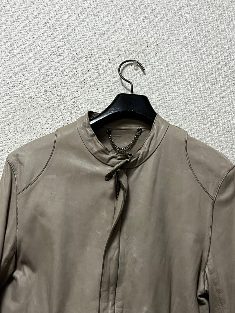 Sisii　シングルレザーライダース　/S　ベージュ　本革　牛革　ダブルジップ