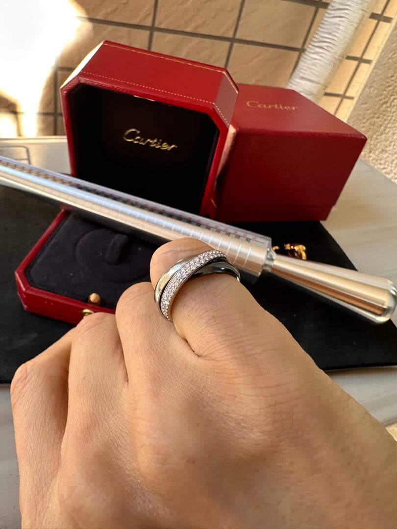 CARTIER カルティエ K18WG トリニティ　パヴェダイヤ　リング