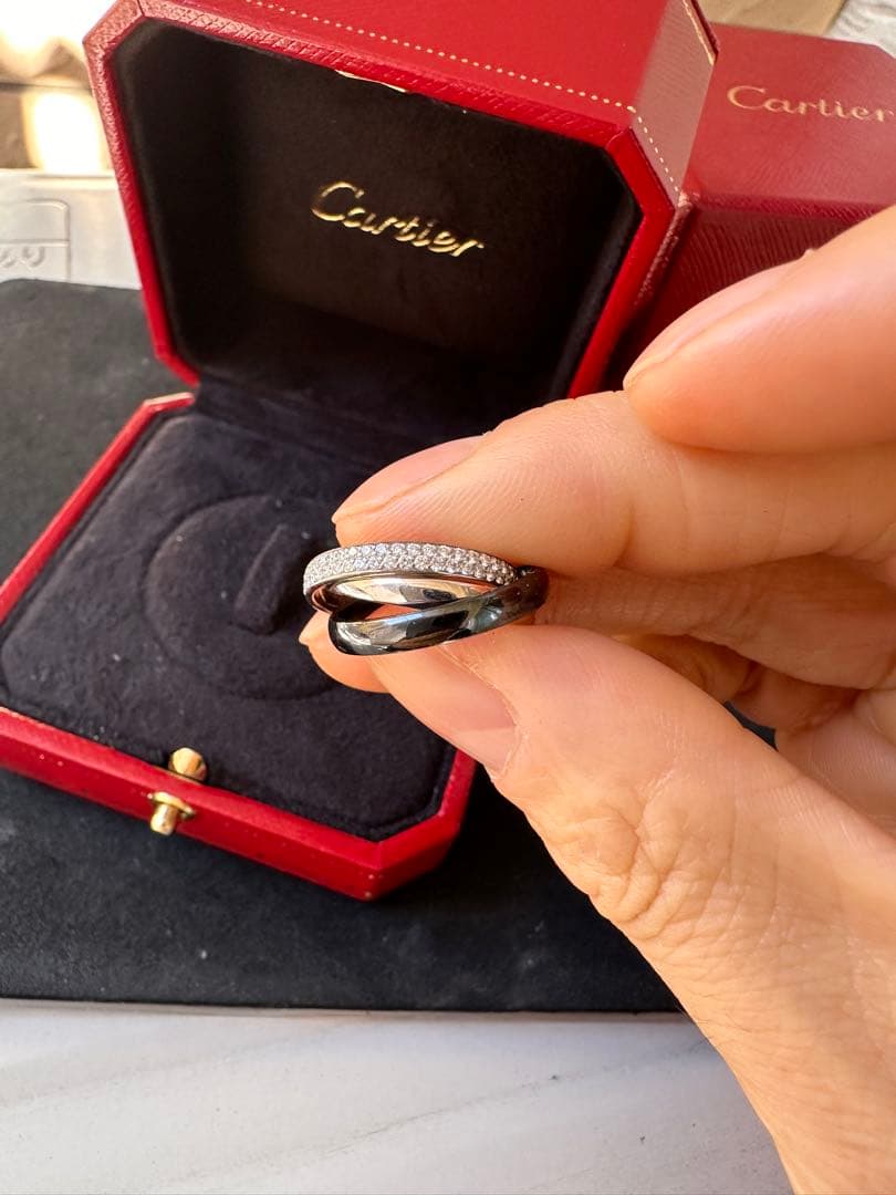 CARTIER カルティエ K18WG トリニティ　パヴェダイヤ　リング