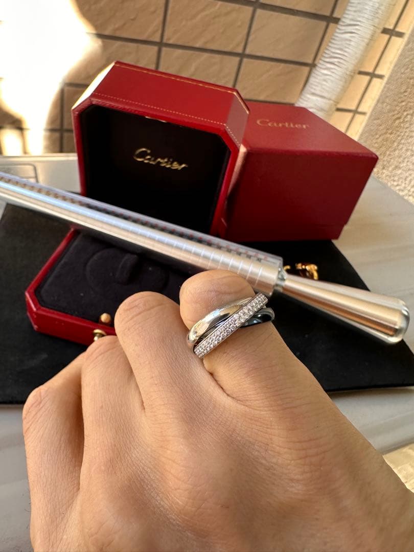 CARTIER カルティエ K18WG トリニティ　パヴェダイヤ　リング