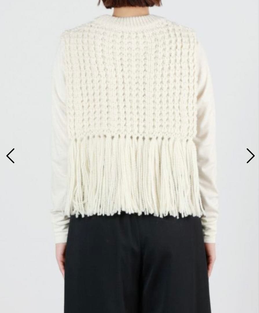 トップス HYKE WAFFLE KNIT SWEATER TOP WITH FRINGE