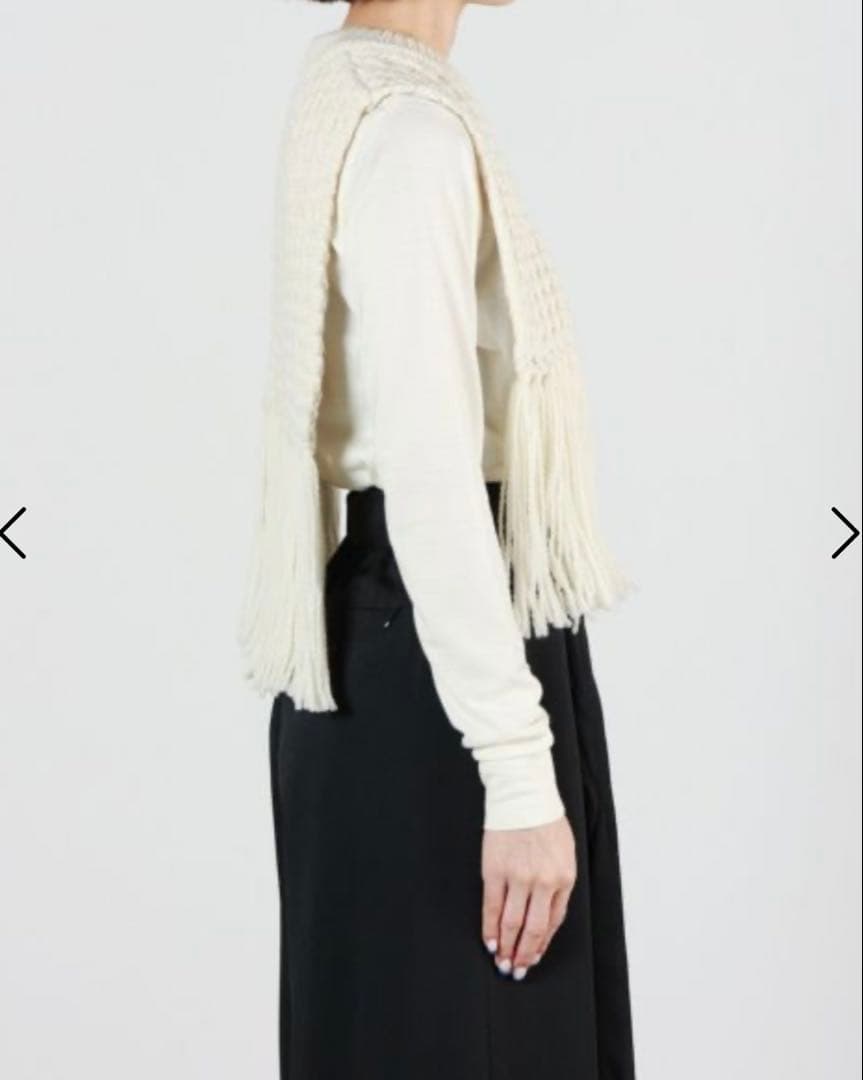 トップス HYKE WAFFLE KNIT SWEATER TOP WITH FRINGE