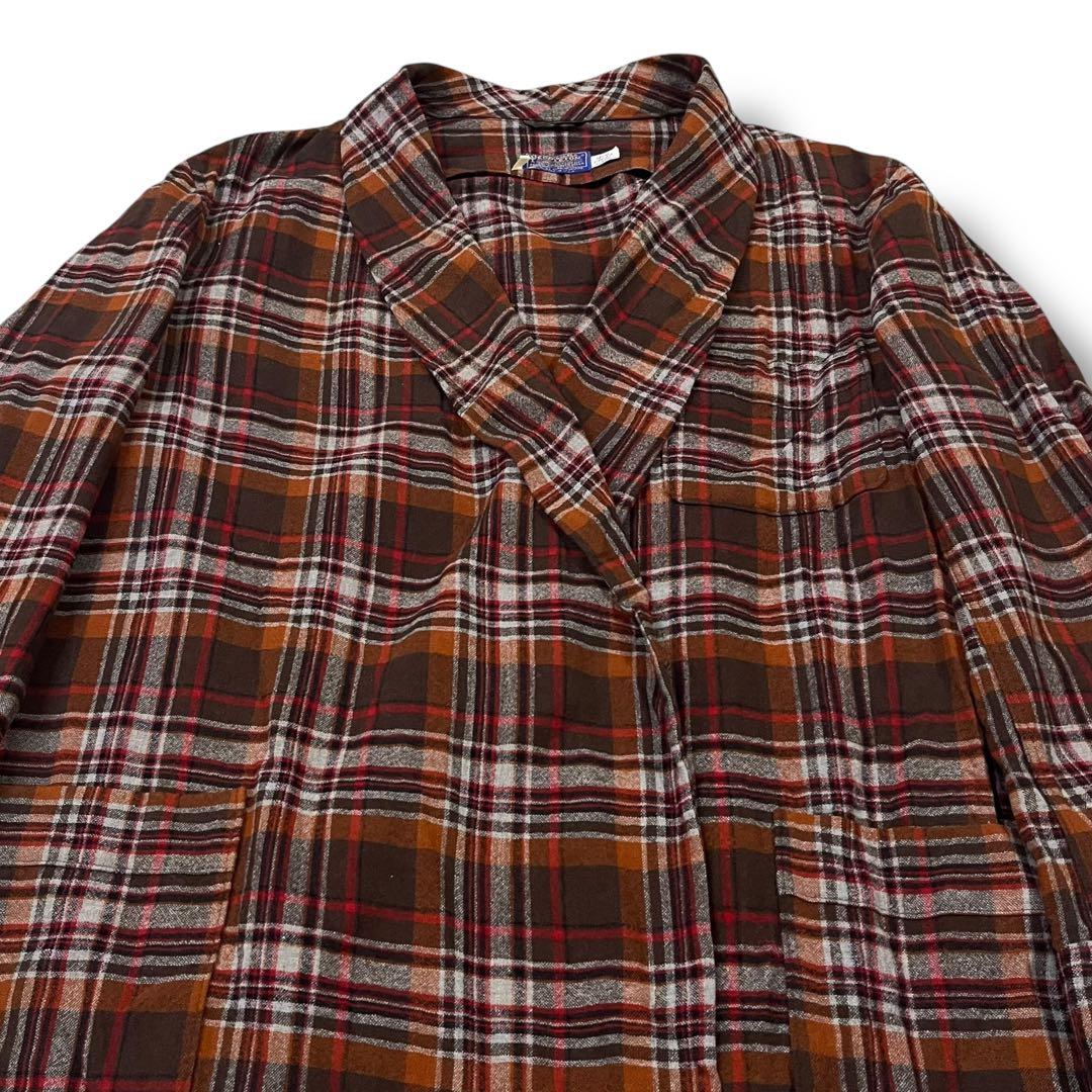 フォロー割専用USA製 PENDLETON チェック柄 ガウン ノーカラーコート