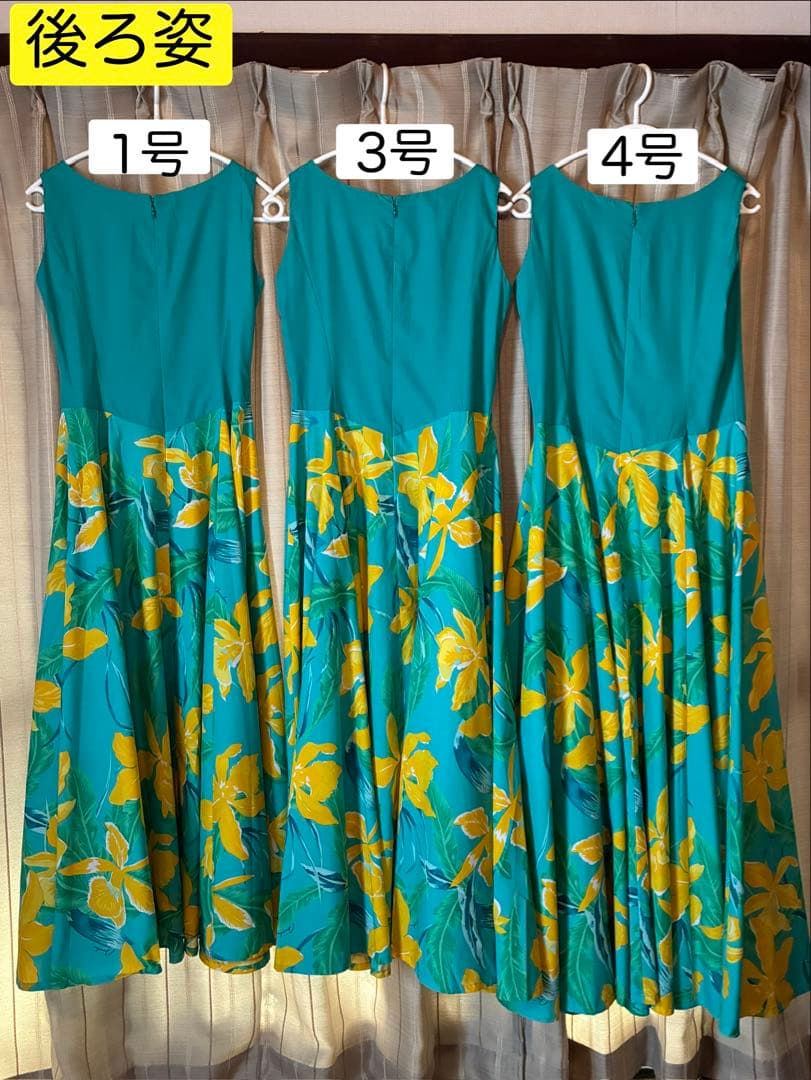 マウナロア　カトレア柄フラドレス3着・ヘアクリップ3つ 6点セット