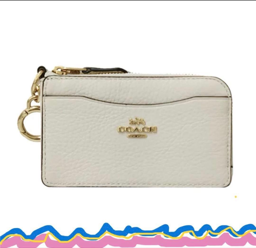 COACH コーチ カードケース ケース キーリング ぺブルレザーチョーク