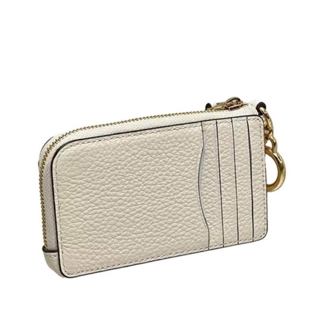 COACH コーチ カードケース ケース キーリング ぺブルレザーチョーク