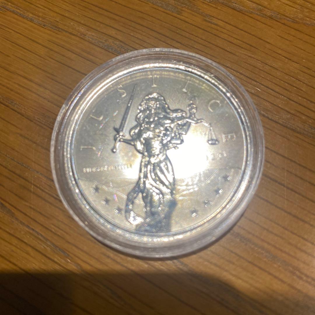 純銀　メダル　ジブラルタル ポンド 正義の女神 銀貨