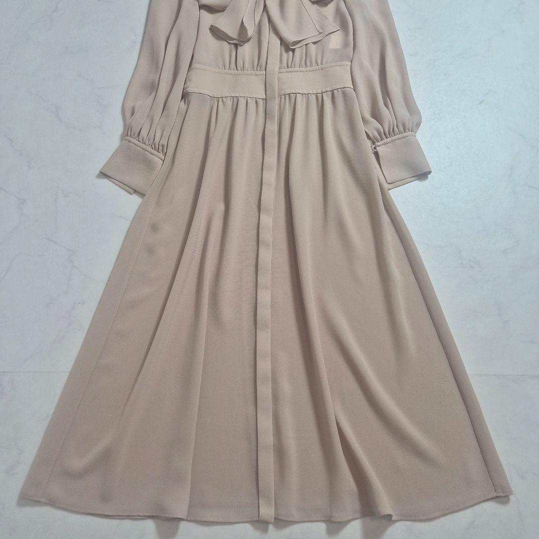 ANAYI シアードビーボウタイワンピース プリーツ シフォン ピンクベージュS