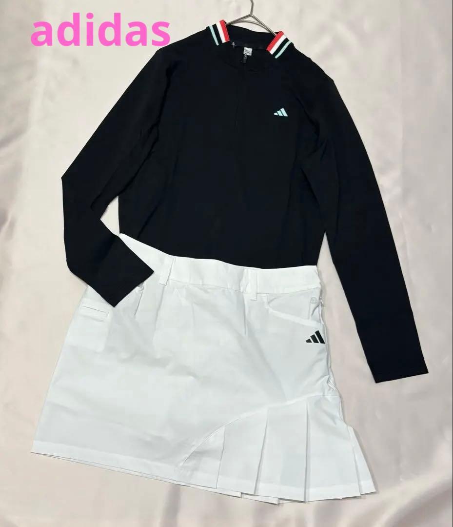 新品adidasゴルフ　ハーフジップポロシャツ　プリーツ スカート大きめサイズ
