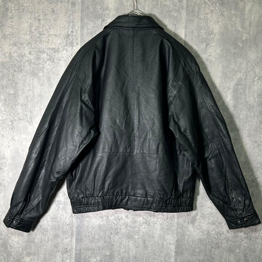 members only 本革 レザージャケット 短丈 裏地総柄 黒