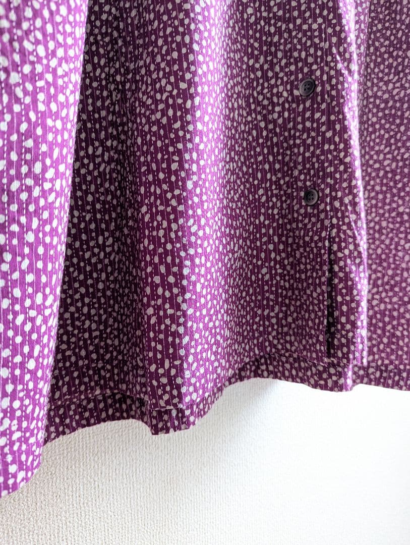 【新品】Artipur パープル花びらドット　ロングシャツワンピース　ゆったり