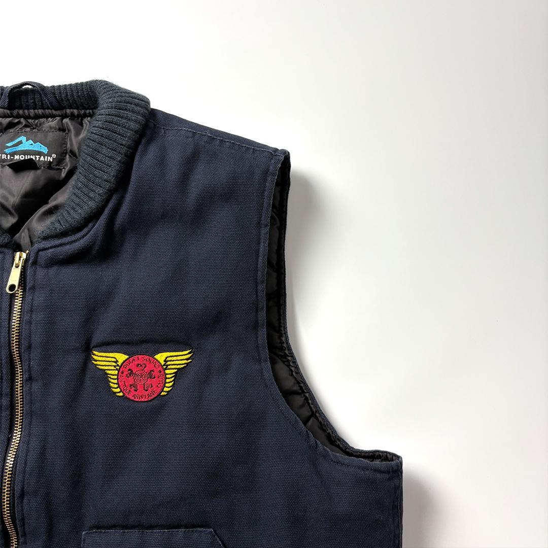 ダックベスト L ネイビー ワークベスト 中綿 企業ロゴ 刺繍