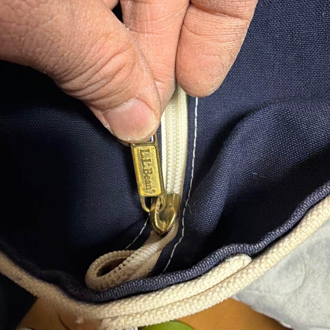 LLBean ボートアンドトート M ロングハンドルジッパー有ストライプ柄　レア