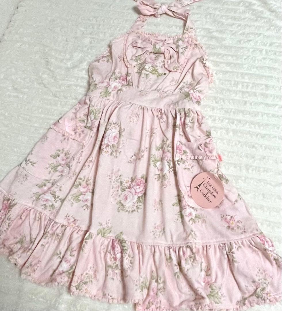 LIZLISA シャンブラ リボン付き花柄エプロン タグ付き新品 希少品