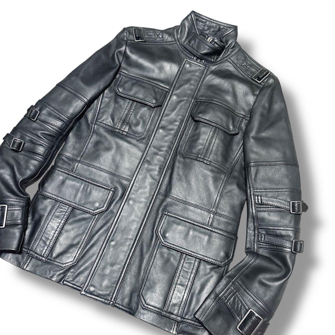 美品 アンタイトルMEN M-65型 レザージャケット 黒 ラムレザー 本革