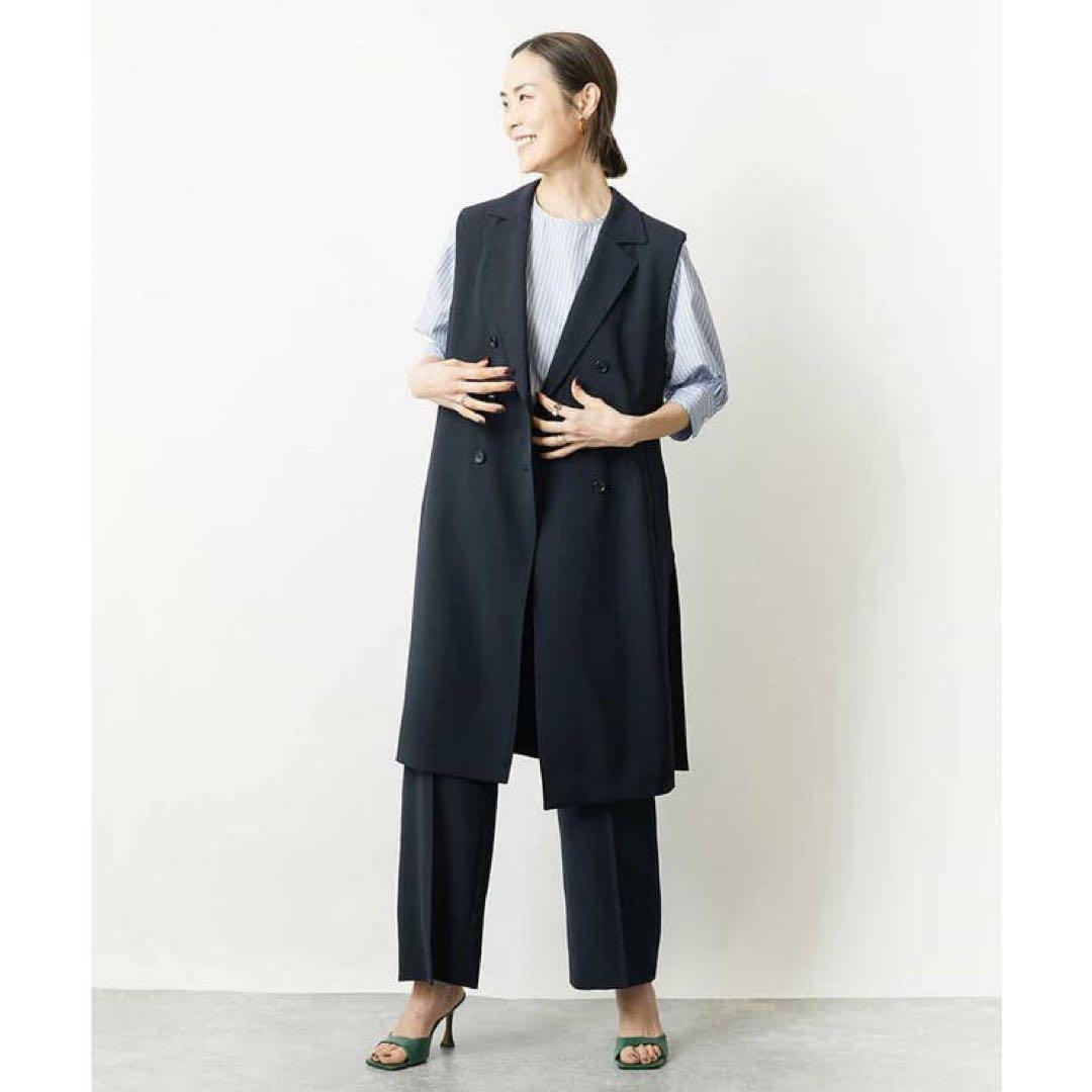 美品　定価3万　ミッシェルクラン　リネンライクロングジレ