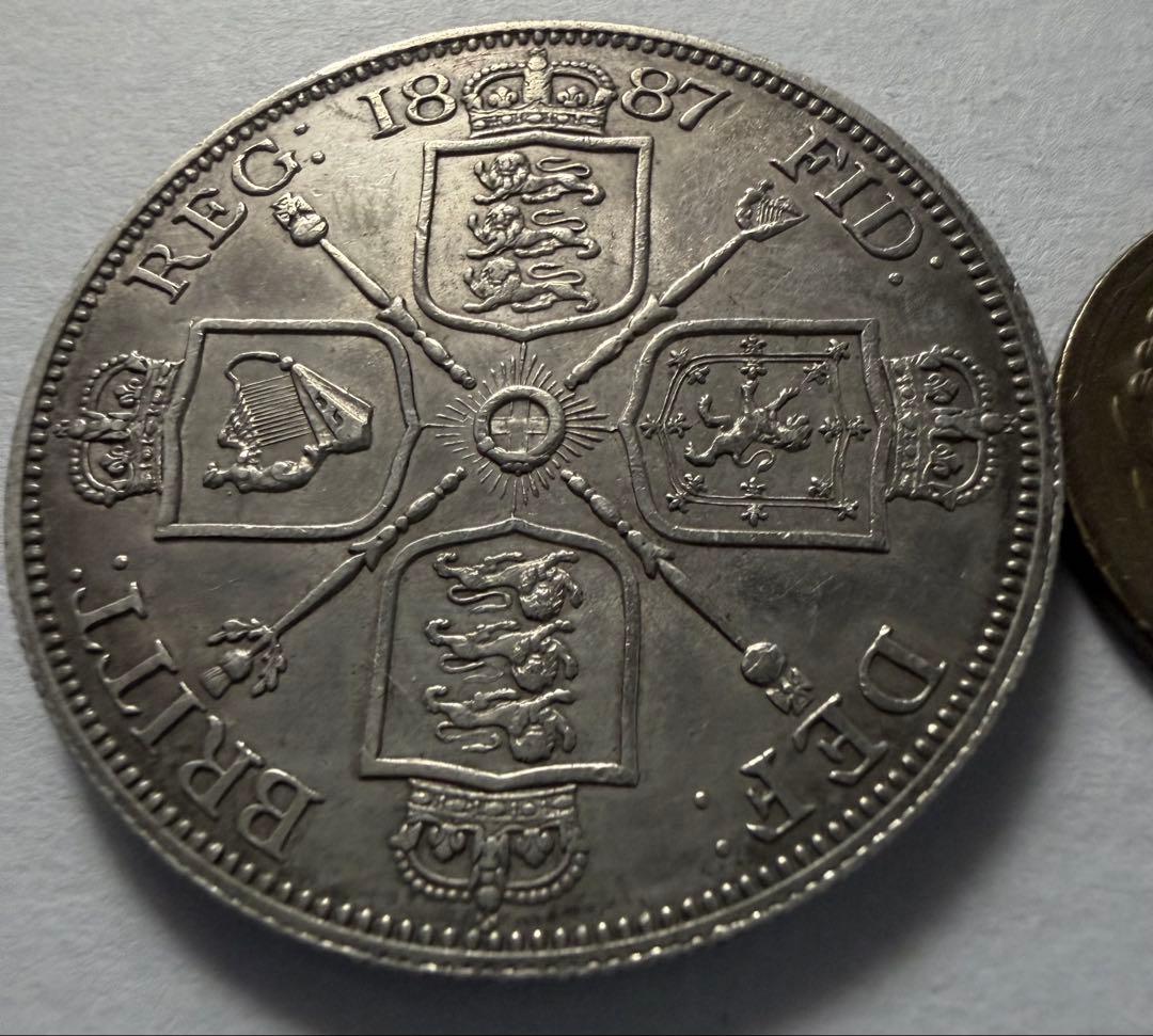 T*i様 1887年 英国ジュベリーヘッドヴィクトリア女王 ダブルフローリン銀貨