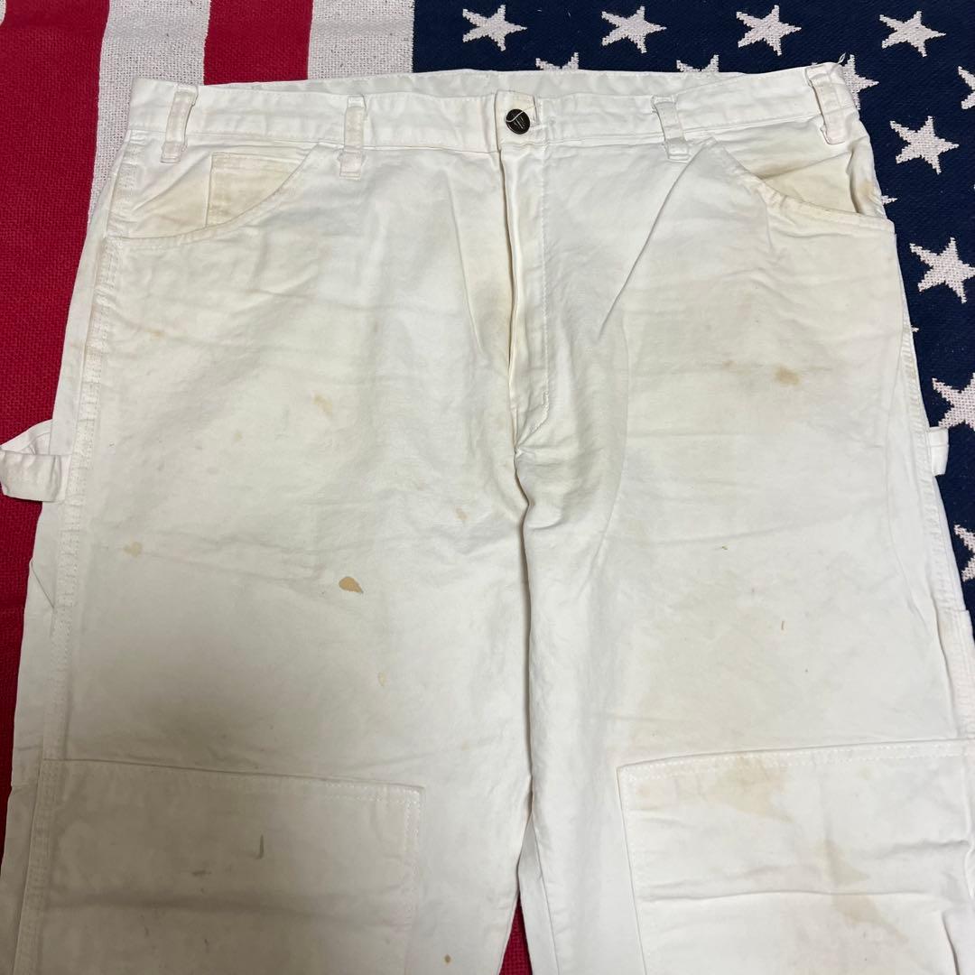 00s Dickies ダブルニー ホワイトペインターパンツ ペンキ アート