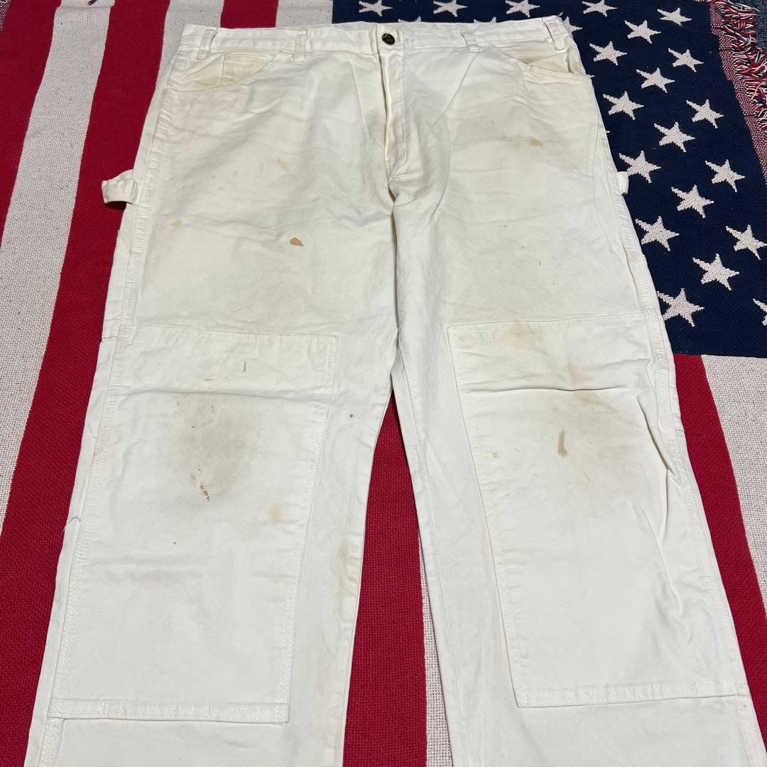 00s Dickies ダブルニー ホワイトペインターパンツ ペンキ アート